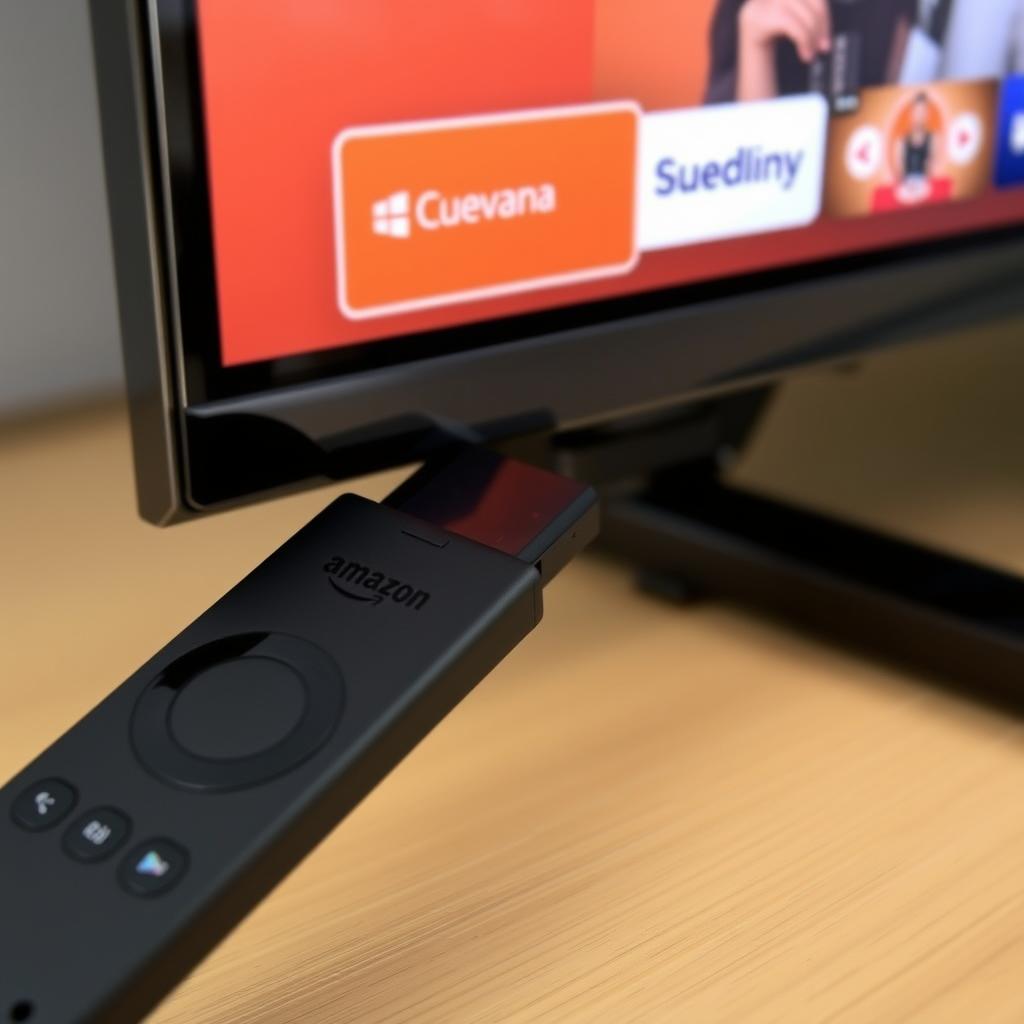 Fire TV Stick conectado a un televisor para ver Cuevana Fire TV Stick conectado a un televisor para ver Cuevana